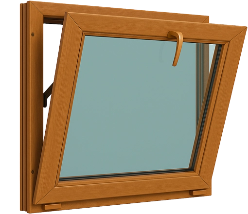 upvc-tilt5d4-window شبابيك uPVC قلاب هو نوع من الشبابيك المدمجة اللي بتفتح لجوا ومفصّلة من تحت، وبيميل من فوق لجوه الأوضة بشكل مريح. الشبابيك القلاب معروفة بتصميمها الموفر للمساحة واللي بيوفر تهوية قوية ومستمرة، وبتتستخدم غالبا في الحمامات والأماكن الضيقة اللي محتاجة هوا متجدد.